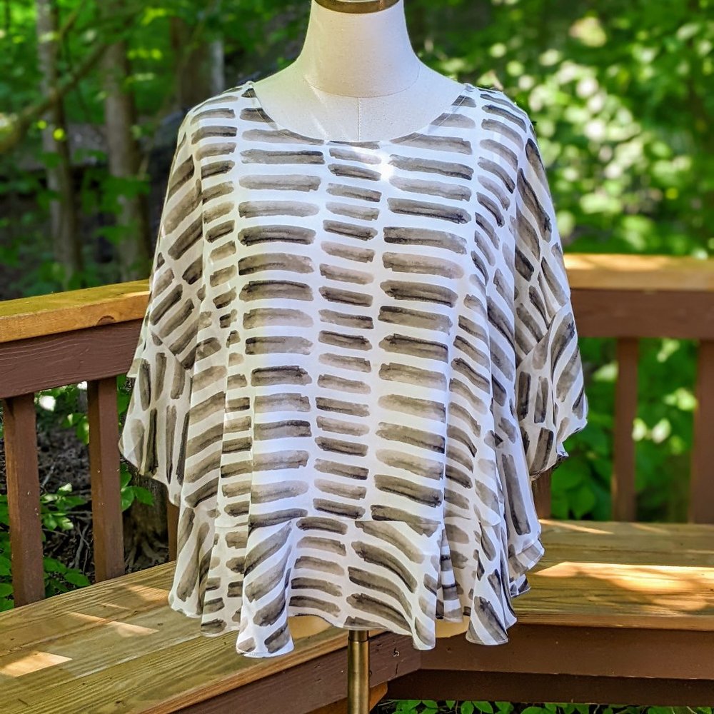 Alfani Black/White/Gray Blouse